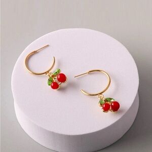 365. Cherry Gold Hoop Earrings